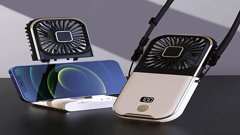 Hands-Free Comfort : Wireless Hanging Neck Fan with 180° Folding Design