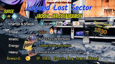 Destiny 2 Legend Lost Sector: Moon - K1 Communion on my Strand Titan 9-28-23