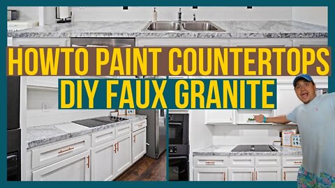 How to Paint Laminate Countertops under $80| Faux Granite Paint