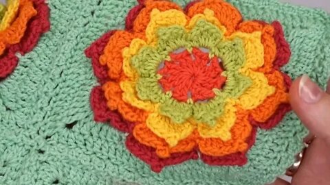 How to crochet and join 3D flower in square simple tutorial by marifu6a