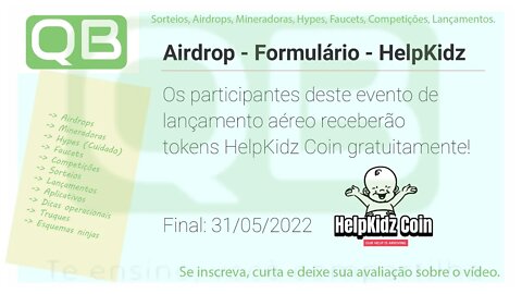 Airdrop - Formulário - HelpKidz - Pool 100,000,000 Mio