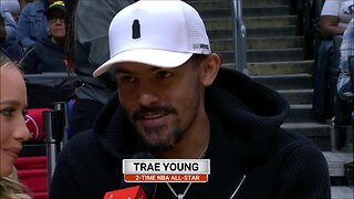 Atlanta Hawks Star Trae Young Interviewed Sitting Courtside At L.A. Sparks vs Atlanta Dream #WNBA