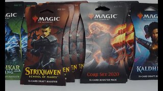 11 MTG Magic retail pack opening. FOILS Epic elder dragon Core 2020 Strixhaven Kaldheim Zendikar