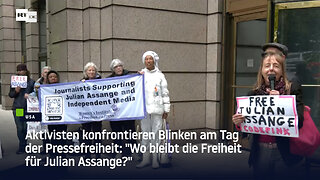 Aktivisten stürmen US-Forum: "Wo bleibt die Freiheit für Julian Assange?"