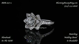 Small Crimson Rose Flower Style Diamond Engagement Ring BBR-607-1