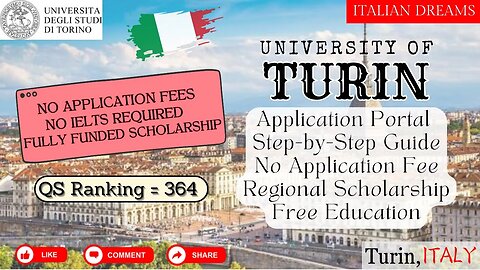 University of Turin | Torino | Apply Now | Without IELTS | No Application Fees #studyabroad #italy