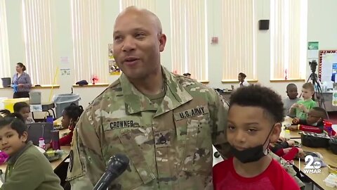 'It's just joy': Deployed military father surprises son at Severn Elementary School