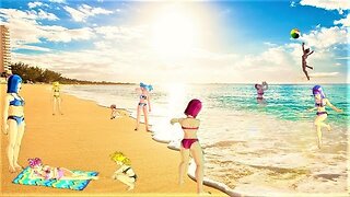 Female Earthlings In Bikinis Getting Exercise Under The Sun 👙☀️🏖