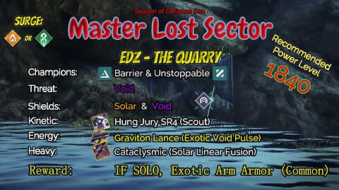 Destiny 2 Master Lost Sector: EDZ - The Quarry on my Void Titan 5-21-23