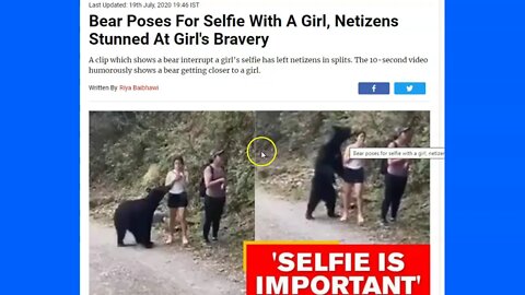 Brave Girl Takes Selfie While A Wild Bear Jumps On Her - BTW She Held Phone Vertical For Bad Shot