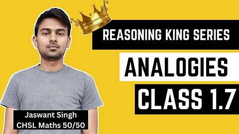 Analogy Topic 7 | Reasoning King Series by Jaswant Sir Class 1.7 #reasoning #analogy #mews