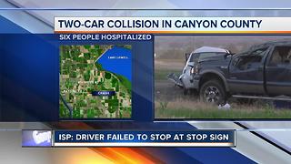 Two-car crash in Canyon County sends six to hospital