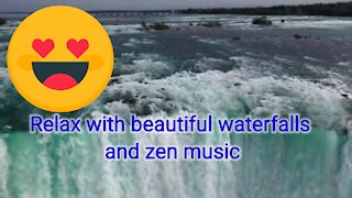 Beautiful waterfalls and zen music