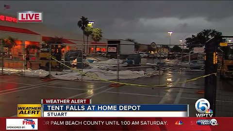 Strong storms cause tent collapse at Home Depot in Stuart