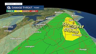 Scattered thunderstorms with damage possible
