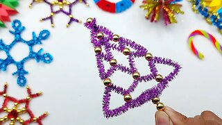 Pipe Cleaner Crafts For Christmas | Pipe Cleaner Tree Making With Beads | Pipe Cleaner Ornaments