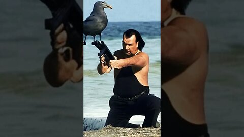 AI generated Steven Segal engaged in deadly close combat with a seagull, using his strange foot arm