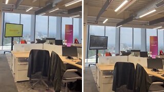 Earthquake shakes office building in horrific footage