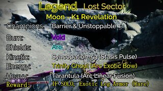 Destiny 2 Legend Lost Sector: Moon - K1 Revelation 5-15-22