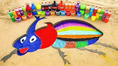 How to make Rainbow Rhino Beetle with Orbeez, Big Coca Cola, Sprite, Fanta, Mtn Dew vs Mentos & Soda