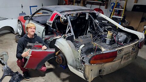 Tearing into the quarter panel on my 240sx restoration!
