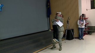 Metro Detroit mother deployed with Air Force surprises her son.