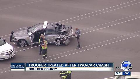 Trooper rushed to hospital after two-car crash near Boulder