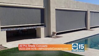 All Pro Shade Concepts can install automated shades to keep your patio cool this summer