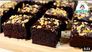 Fudgy chocolate brownies with rich chocolate ganache topping