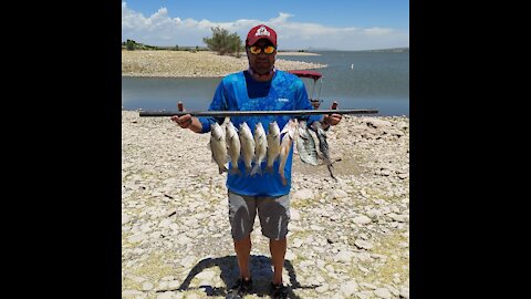 Caballo Lake NM Fishing for Black Bass White Bass Crappie Drum and Carp- Spoonplugging