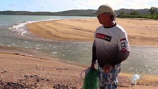 How to use a cast net to collect live bait from beach creek mouths.