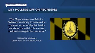 Baltimore City not reopening on Friday