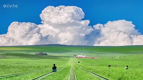 Grass slides in Hulunbuir Prairie, Inner Mongolia