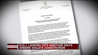 D.O.J. looking into whether governor's orders violate constitution