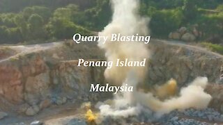 Quarry blasting at Penang island in Malaysia