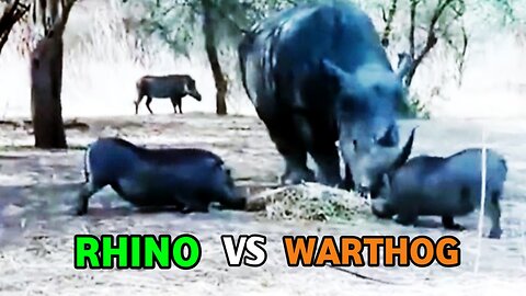 Rhino Vs Warthog - Real Fight Scene| Wild Animals Attack |