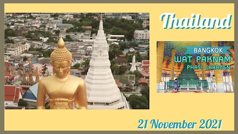 Tallest Buddha in Bangkok - Giant 69 meter tall statue at Wat Paknam Bangkok Thailand