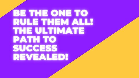 Becoming 'The One: Your Path to Unparalleled Success! 💪🌟"