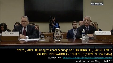 Nov 20, 2019: US Congress hearings “FIGHTING FLU, SAVING LIVES: VACCINE INNOVATIONS"
