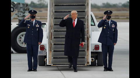 Trump talks to media before traveling to Alamo