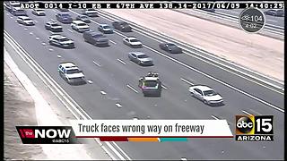 Truck facing wrong direction on Interstate 10