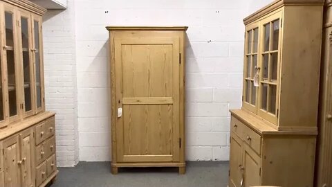 Tall Slim Antique Pine Single Door Wardrobe (T1759D)