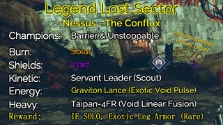 Destiny 2 Legend Lost Sector: Nessus - The Conflux 9-5-22 on my Titan