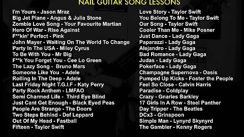Nail Guitar Song Lessons List