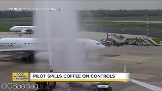 Coffee spill causes unexpected landing
