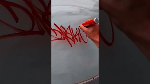 GRAFFITI TAG WITH BLEED THRU MARKER 👀 #graffiti #graffititagging #shorts