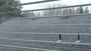 Roof evaporation steam plumes, visible vapor generation.