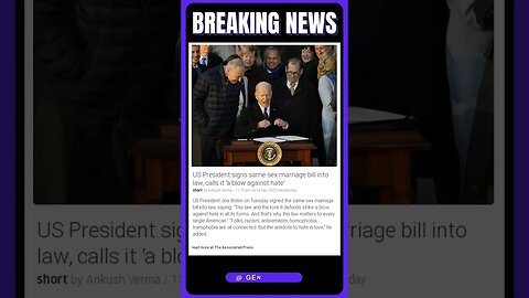 Sensational News | US President Makes History: Signs Same-Sex Marriage Bill into Law | #shorts #news