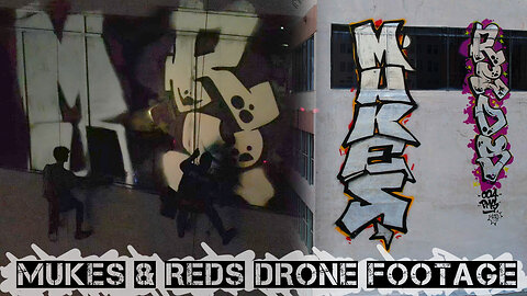 Graffiti Artists Climbing the Side of a Building - MUKES and REDS in Miami - Full Drone Footage