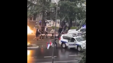 SKIRMISH in Belgrade Serbia- Christians chase away Police- McAfee Post 9 18 2022